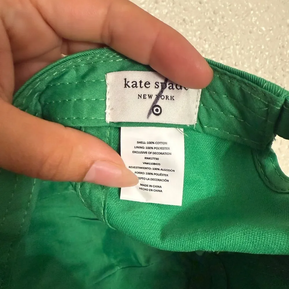 NWT Kate Spade Green Party Hat 100% cotton one size adjustable